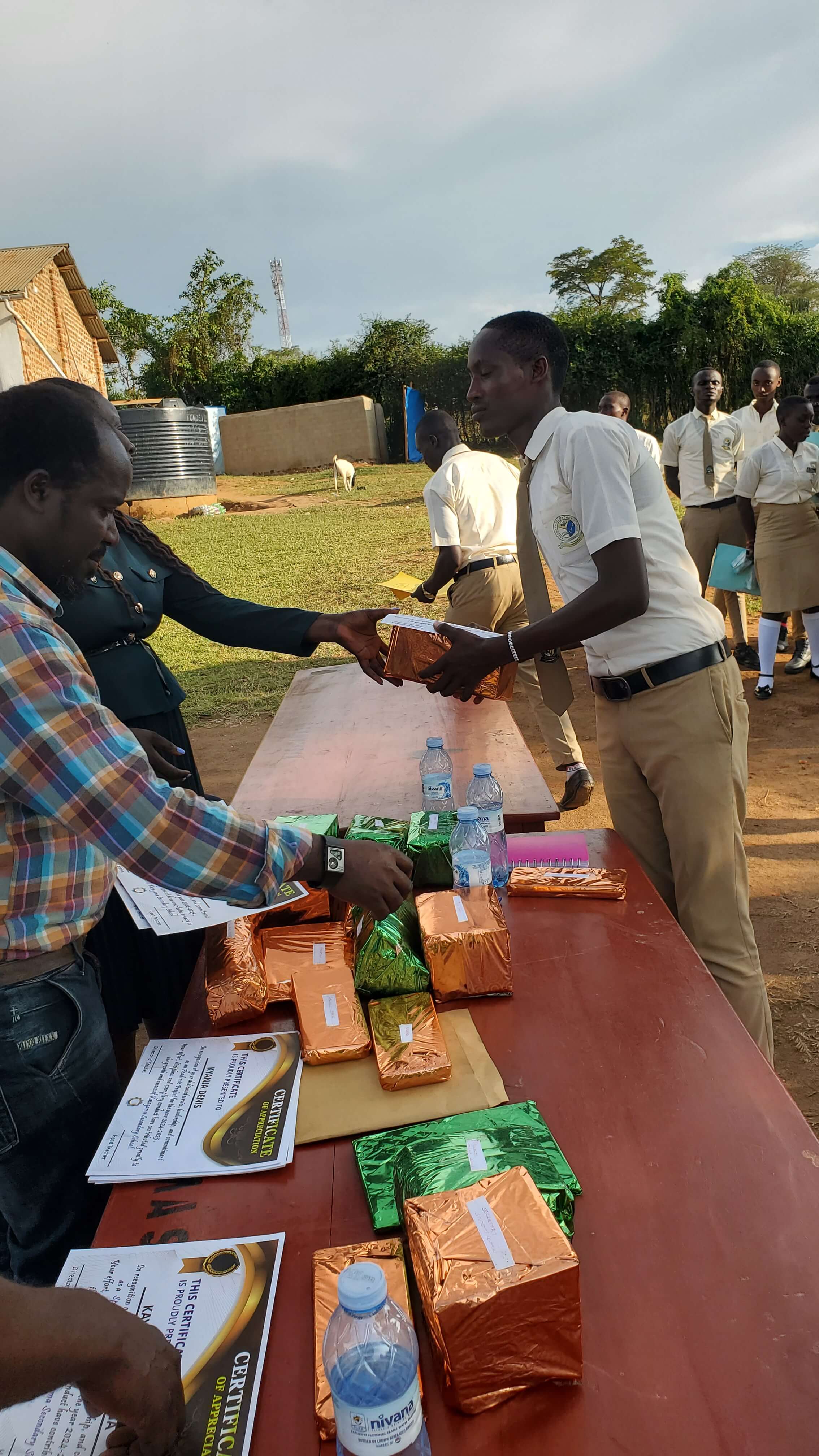 Kasagama secondary school gifts awarding ceremony.
